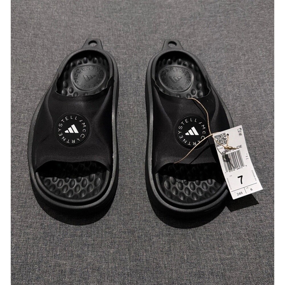 NWT Adidas X Stella McCartney Unisex Slide Black With Logo JS0265 US Size 7